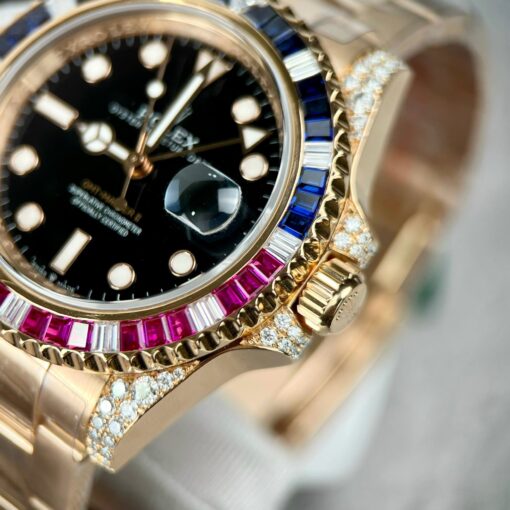 Rolex GMT-Master II 126755 Rainbow Bezel Best 1:1 Edition with Ruby Stone and 18k wrapped - Image 10