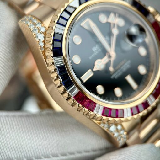 Rolex GMT-Master II 126755 Rainbow Bezel Best 1:1 Edition with Ruby Stone and 18k wrapped - Image 11