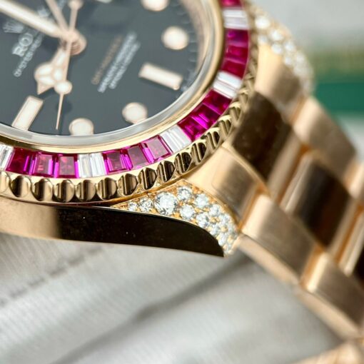 Rolex GMT-Master II 126755 Rainbow Bezel Best 1:1 Edition with Ruby Stone and 18k wrapped - Image 13