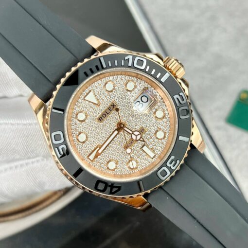 Rolex Yacht-Master 40 126655 Pave stone dial - 3235 Movement coated 18k gold and moissanite - Image 6