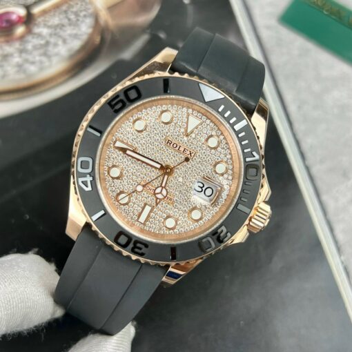 Rolex Yacht-Master 40 126655 Pave stone dial - 3235 Movement coated 18k gold and moissanite - Image 9