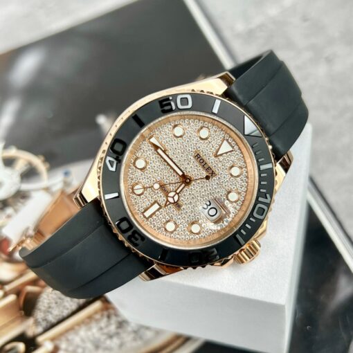 Rolex Yacht-Master 40 126655 Pave stone dial - 3235 Movement coated 18k gold and moissanite - Image 15