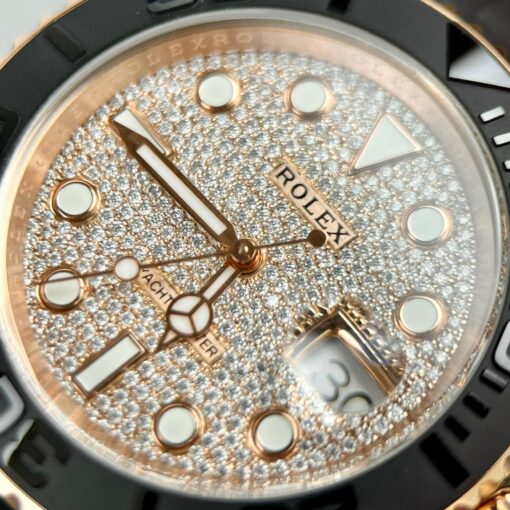 Rolex Yacht-Master 40 126655 Pave stone dial - 3235 Movement coated 18k gold and moissanite - Image 21