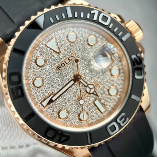 Rolex Yacht-Master 40 126655 Pave stone dial - 3235 Movement coated 18k gold and moissanite - Image 24