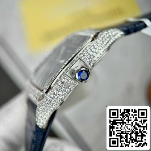 Cartier - Santos De Cartier - Steel – Custom Diamond-Set – Blue Dial BV Factory - Image 12