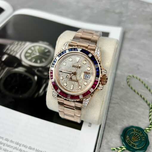 Rolex GMT-Master II 126755 SARU-DIAO Best 1:1 Edition Ruby Stone and Moissanite 18k gold - Image 3