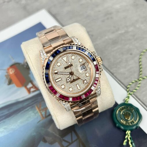 Rolex GMT-Master II 126755 SARU-DIAO Best 1:1 Edition Ruby Stone and Moissanite 18k gold - Image 4