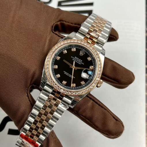 Rolex Datejust 36mm Black With Diamonds Dial 126281RBR 1:1 Best Edition EW Factory Black Dial Swiss ETA3235 - Imagen 4