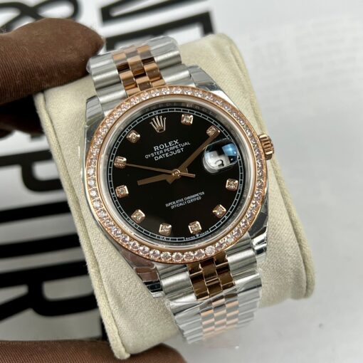 Rolex Datejust 36mm Black With Diamonds Dial 126281RBR 1:1 Best Edition EW Factory Black Dial Swiss ETA3235 - Imagen 2