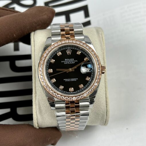 Rolex Datejust 36mm Black With Diamonds Dial 126281RBR 1:1 Best Edition EW Factory Black Dial Swiss ETA3235