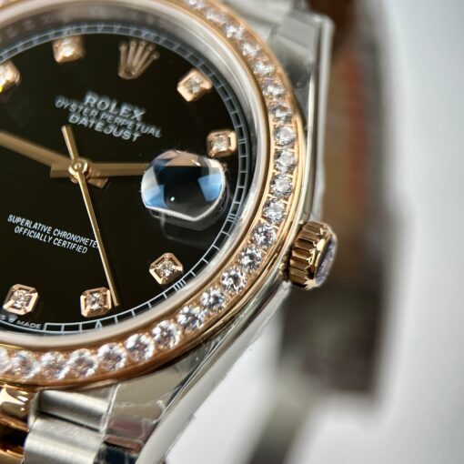 Rolex Datejust 36mm Black With Diamonds Dial 126281RBR 1:1 Best Edition EW Factory Black Dial Swiss ETA3235 - Imagen 6