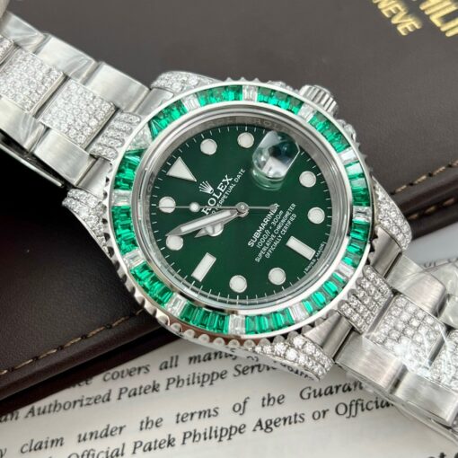 Rolex Submariner Hulk Oystersteel custom Moissanite Diamonds super vip - Image 5