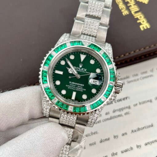 Rolex Submariner Hulk Oystersteel custom Moissanite Diamonds super vip - Image 7