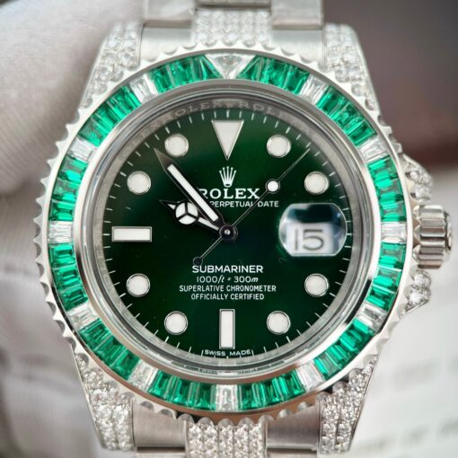 Rolex Submariner Hulk Oystersteel custom Moissanite Diamonds super vip - Image 8