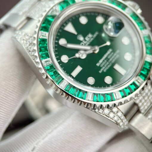 Rolex Submariner Hulk Oystersteel custom Moissanite Diamonds super vip - Image 12