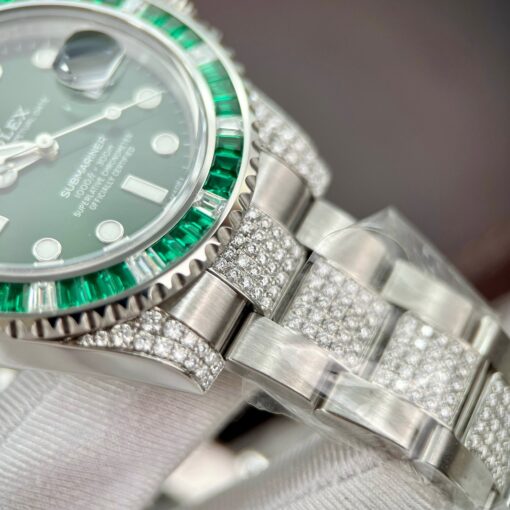 Rolex Submariner Hulk Oystersteel custom Moissanite Diamonds super vip - Image 11