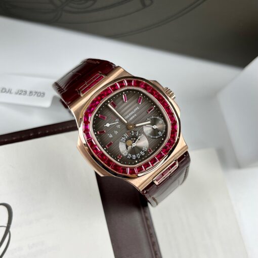 Patek Philippe Nautilus 5712 18k rose gold 1:1 best Edition PPF Factory custom Ruby Stone - Image 3