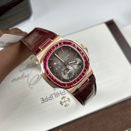 Patek Philippe Nautilus 5712 18k rose gold 1:1 best Edition PPF Factory custom Ruby Stone - Image 4