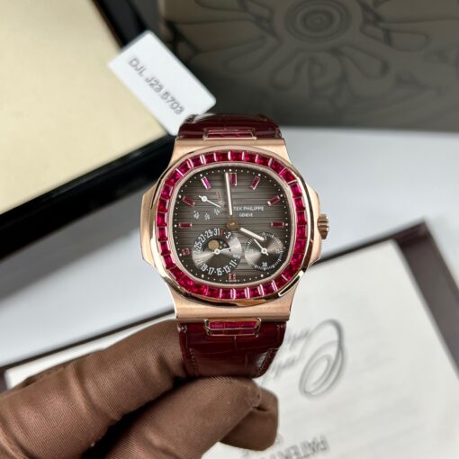 Patek Philippe Nautilus 5712 18k rose gold 1:1 best Edition PPF Factory custom Ruby Stone - Image 7