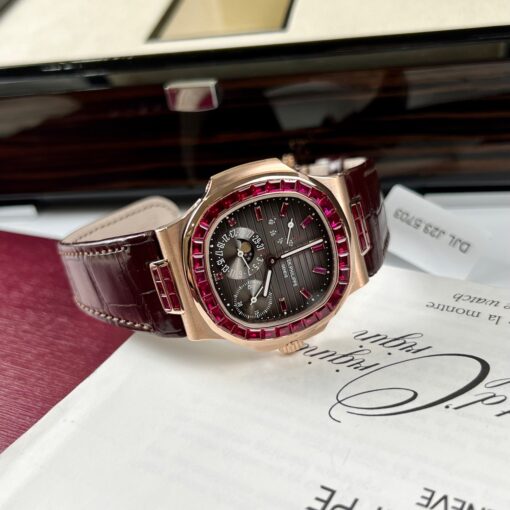 Patek Philippe Nautilus 5712 18k rose gold 1:1 best Edition PPF Factory custom Ruby Stone - Image 10