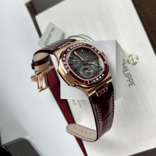 Patek Philippe Nautilus 5712 18k rose gold 1:1 best Edition PPF Factory custom Ruby Stone - Image 12