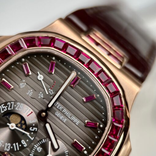 Patek Philippe Nautilus 5712 18k rose gold 1:1 best Edition PPF Factory custom Ruby Stone - Image 16