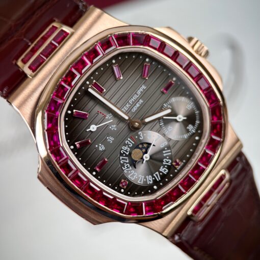 Patek Philippe Nautilus 5712 18k rose gold 1:1 best Edition PPF Factory custom Ruby Stone - Image 19