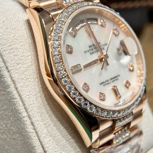 Rolex Day-Date M128345RBR-0030 Mother of Pearl 1:1 Best Edition custom 18k and moissanite - Image 2