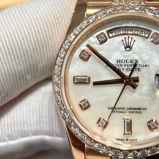 Rolex Day-Date M128345RBR-0030 Mother of Pearl 1:1 Best Edition custom 18k and moissanite - Image 4