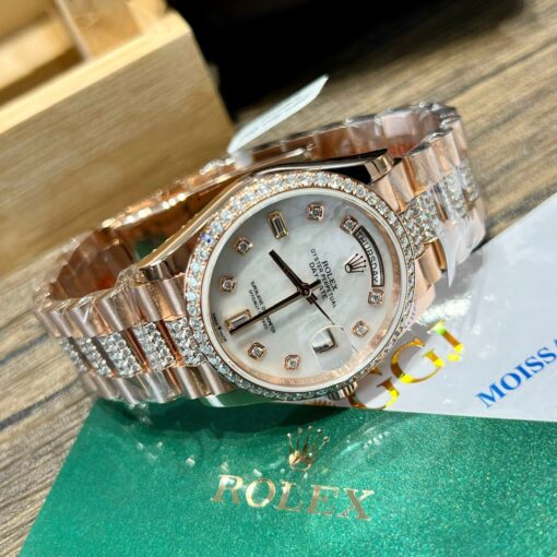 Rolex Day-Date M128345RBR-0030 Mother of Pearl 1:1 Best Edition custom 18k and moissanite - Image 11