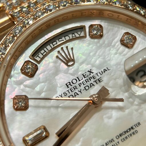 Rolex Day-Date M128345RBR-0030 Mother of Pearl 1:1 Best Edition custom 18k and moissanite - Image 13