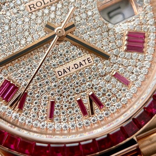 Rolex Day Date 228398 DRRP 1:1 best edition Custom rose gold 18k and ruby saphire Diamond Pave - 이미지 10