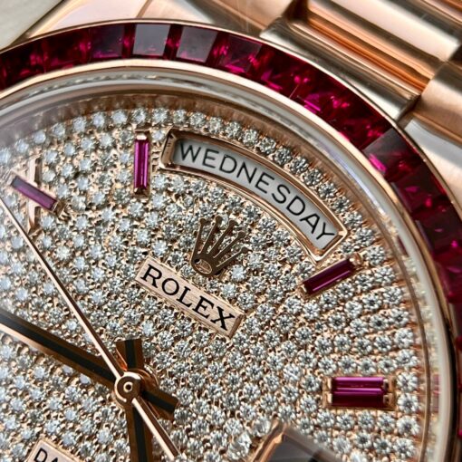 Rolex Day Date 228398 DRRP 1:1 best edition Custom rose gold 18k and ruby saphire Diamond Pave - 이미지 11