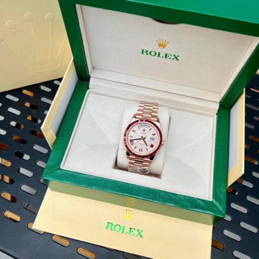 Rolex Day Date 228398 DRRP 1:1 best edition Custom rose gold 18k and ruby saphire Diamond Pave - 이미지 12