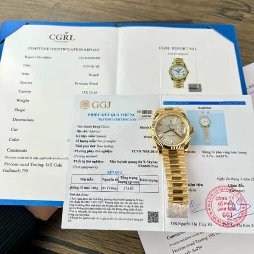 Rolex Day Date 228238 40MM 1:1 best edition 18k Yellow Gold Silver Roman Dial GM Factory Counterweight Version - 이미지 2