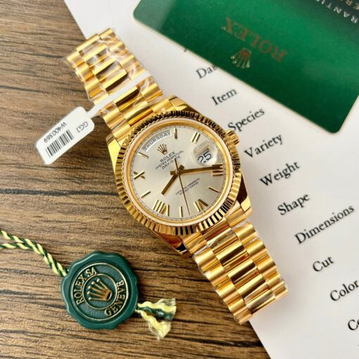 Rolex Day Date 228238 40MM 1:1 best edition 18k Yellow Gold Silver Roman Dial GM Factory Counterweight Version - 이미지 5