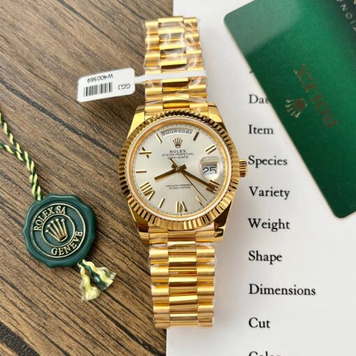 Rolex Day Date 228238 40MM 1:1 best edition 18k Yellow Gold Silver Roman Dial GM Factory Counterweight Version - 이미지 6