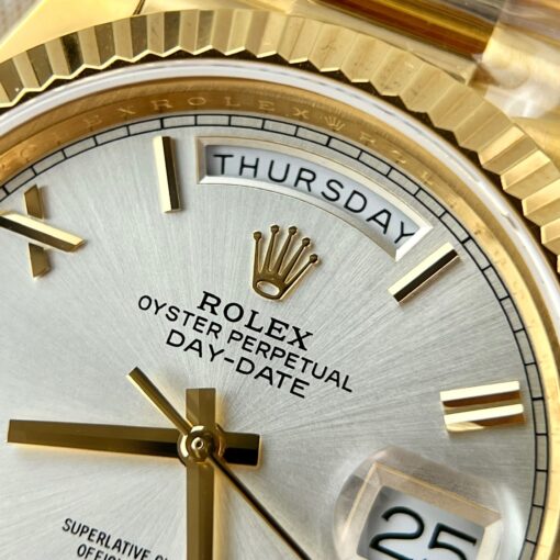 Rolex Day Date 228238 40MM 1:1 best edition 18k Yellow Gold Silver Roman Dial GM Factory Counterweight Version - 이미지 10