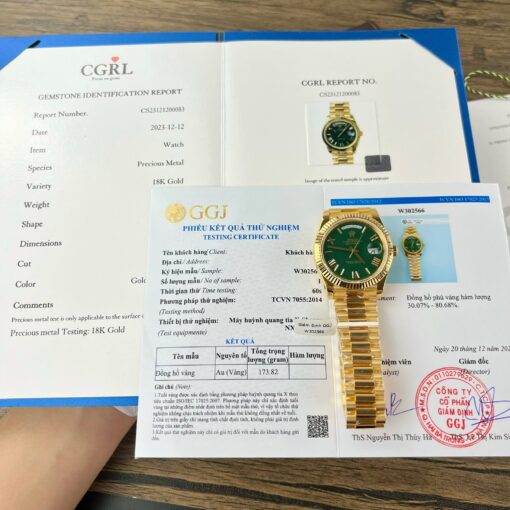 Rolex Day-Date 40 Yellow Gold 228238 Green Rom 1:1 best edition 175 gram V3 GM Factory CounterWeight Version - Image 2