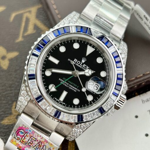 Rolex GMT Master II 116759SARU 1:1 best edition Custom Ruby Sapphire and Moissanite Black dial - Image 3