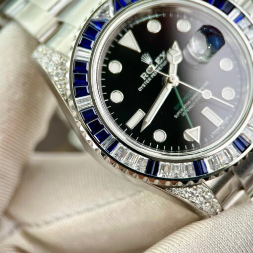 Rolex GMT Master II 116759SARU 1:1 best edition Custom Ruby Sapphire and Moissanite Black dial - Image 5