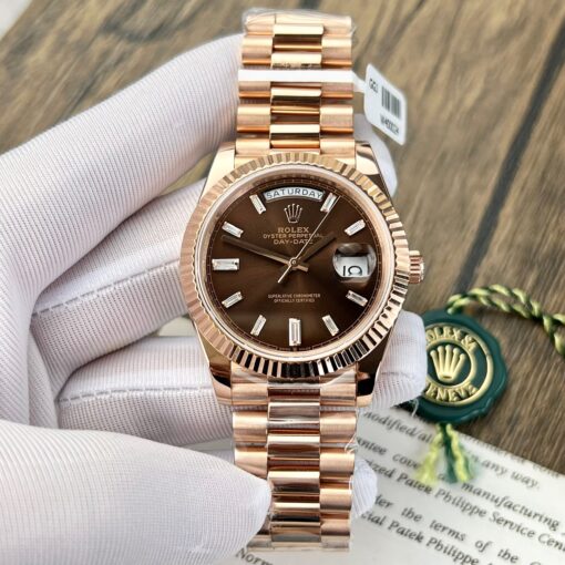 Rolex Day Date M228235-0003 18k gold plated 1:1 Best Edition GM Factory V3 Chocolate Dial Counterweight Version - 이미지 5