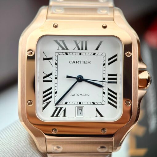 Cartier De Santos Stainless Steel Case BV Factory 1:1 Best Edition White Dial Rose gold newest version - Image 4