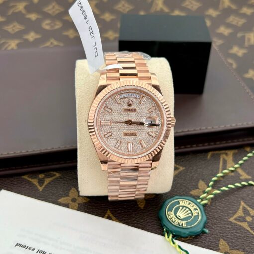 Rolex Day Date m228235-0036 custom 18k Everose Gold 1:1 best edition GM Factory Moissanite dial - 이미지 3