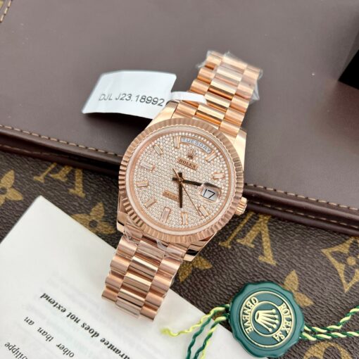 Rolex Day Date m228235-0036 custom 18k Everose Gold 1:1 best edition GM Factory Moissanite dial - 이미지 2