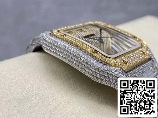 Santos De Cartier Diamond Numeric Dial Yellow Gold 1:1 Best Edition AMG Factory Swarovski Stone - Image 5