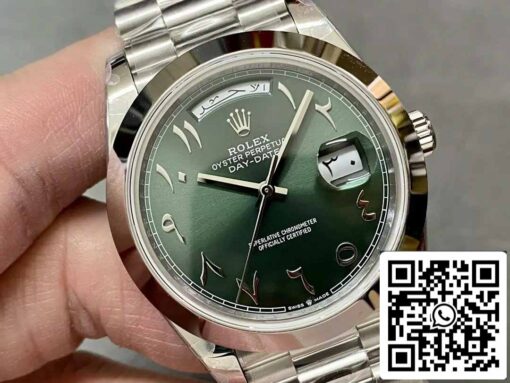 Rolex Day Date 40 M228206-0048 Arabic Green Dial 1:1 Best Edition GM Factory V3 Counterweight Version - 이미지 10