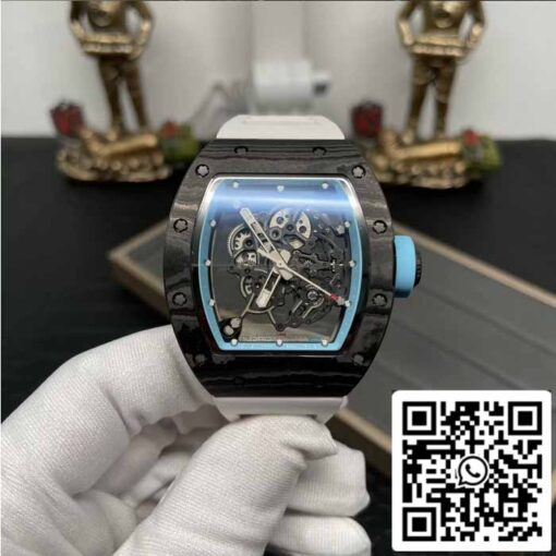 RICHARD MILLE  RM055 NTPT Carbon Fiber 1:1 Best Edition BBR Factory [V3] White Rubber Strap - immagine 6