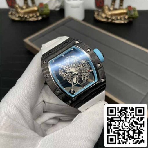 RICHARD MILLE  RM055 NTPT Carbon Fiber 1:1 Best Edition BBR Factory [V3] White Rubber Strap - immagine 5