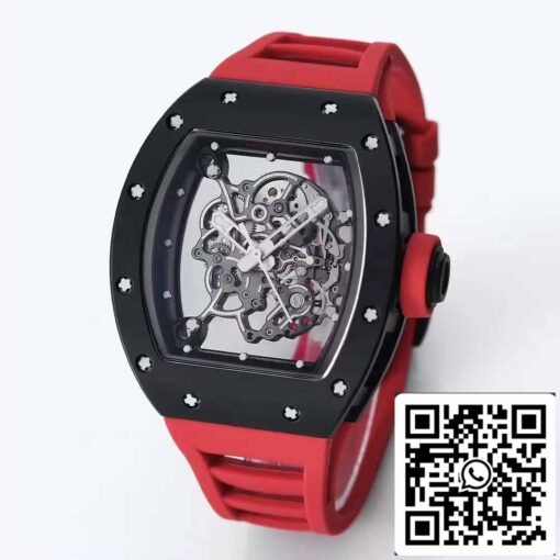 BBR Factory [V3] RICHARD MILLE  RM055 RM-055 Black Ceramic Case Red Rubber Strap - 이미지 6